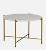 Riva Metal Coffee Table In Gold Colour With Porcelain Top