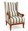 Riven Teak Wood Wing Chair With Suede Fabric In White Colour Riven Teak Wood Wing Chair With Suede Fabric In White Colour