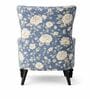Riven Teak Wood Wing Chair With Suede Fabric In Blue Colour Riven Teak Wood Wing Chair With Suede Fabric In Blue Colour