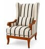 Riven Teak Wood Wing Chair With Suede Fabric In White Colour Riven Teak Wood Wing Chair With Suede Fabric In White Colour