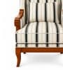 Riven Teak Wood Wing Chair With Suede Fabric In White Colour Riven Teak Wood Wing Chair With Suede Fabric In White Colour
