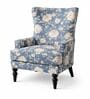 Riven Teak Wood Wing Chair With Suede Fabric In Blue Colour Riven Teak Wood Wing Chair With Suede Fabric In Blue Colour