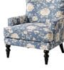 Riven Teak Wood Wing Chair With Suede Fabric In Blue Colour Riven Teak Wood Wing Chair With Suede Fabric In Blue Colour