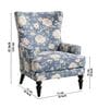 Riven Teak Wood Wing Chair With Suede Fabric In Blue Colour Riven Teak Wood Wing Chair With Suede Fabric In Blue Colour