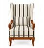 Riven Teak Wood Wing Chair With Suede Fabric In White Colour Riven Teak Wood Wing Chair With Suede Fabric In White Colour