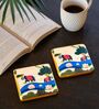 Riverside Reverie Multicolour (4 x 4 Inches) Marble (Set of 2) Coasters