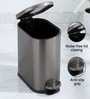 Grey Metal Rivo Trash Bin 5 Ltr