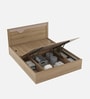 Rivolla King Size Bed With Hydraulic Storage In Santana Oak & Bamboo Flute Finish