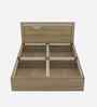 Rivolla Queen Size Bed With Box Floor Storage In Santana Oak & Bamboo Flute Finish