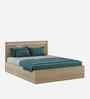 Rivolla Queen Size Bed With Hydraulic Storage In Santana Oak & Bamboo Flute Finish