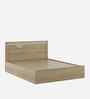 Rivolla Queen Size Bed With Hydraulic Storage In Santana Oak & Bamboo Flute Finish