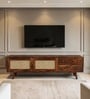 Rivora Tv Unit With Rattan Mesh Front In Walnut Finish