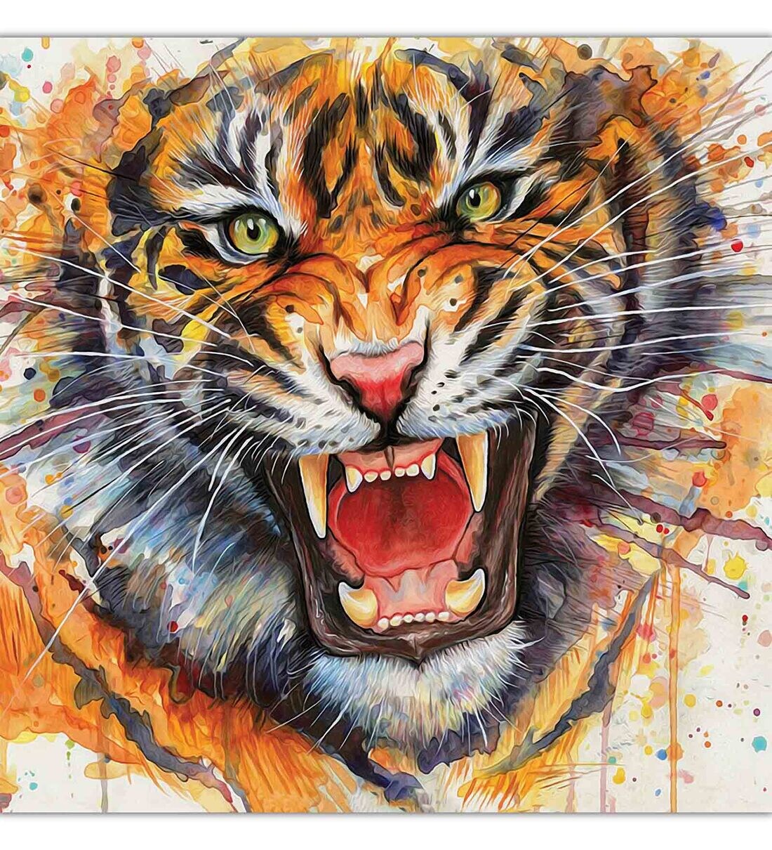 Tiger Art Print Tiger Watercolor Painting Roaring Tiger Painting
