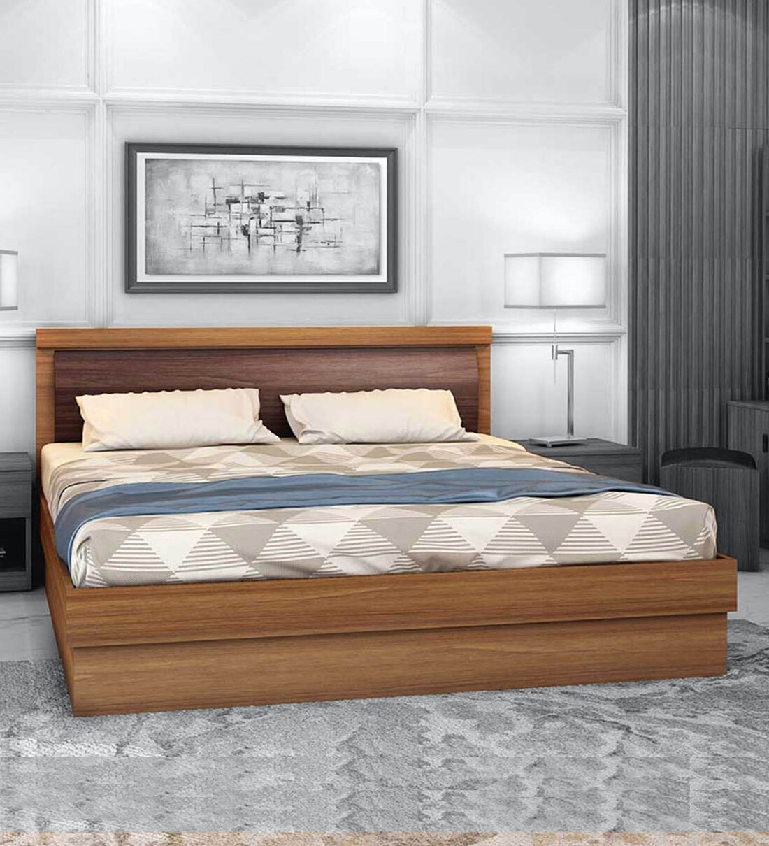 Buy Robinson King Size Bed With Storage In Warm Finish By Durian Online Contemporary King Size Beds Beds Furniture Pepperfry Product
