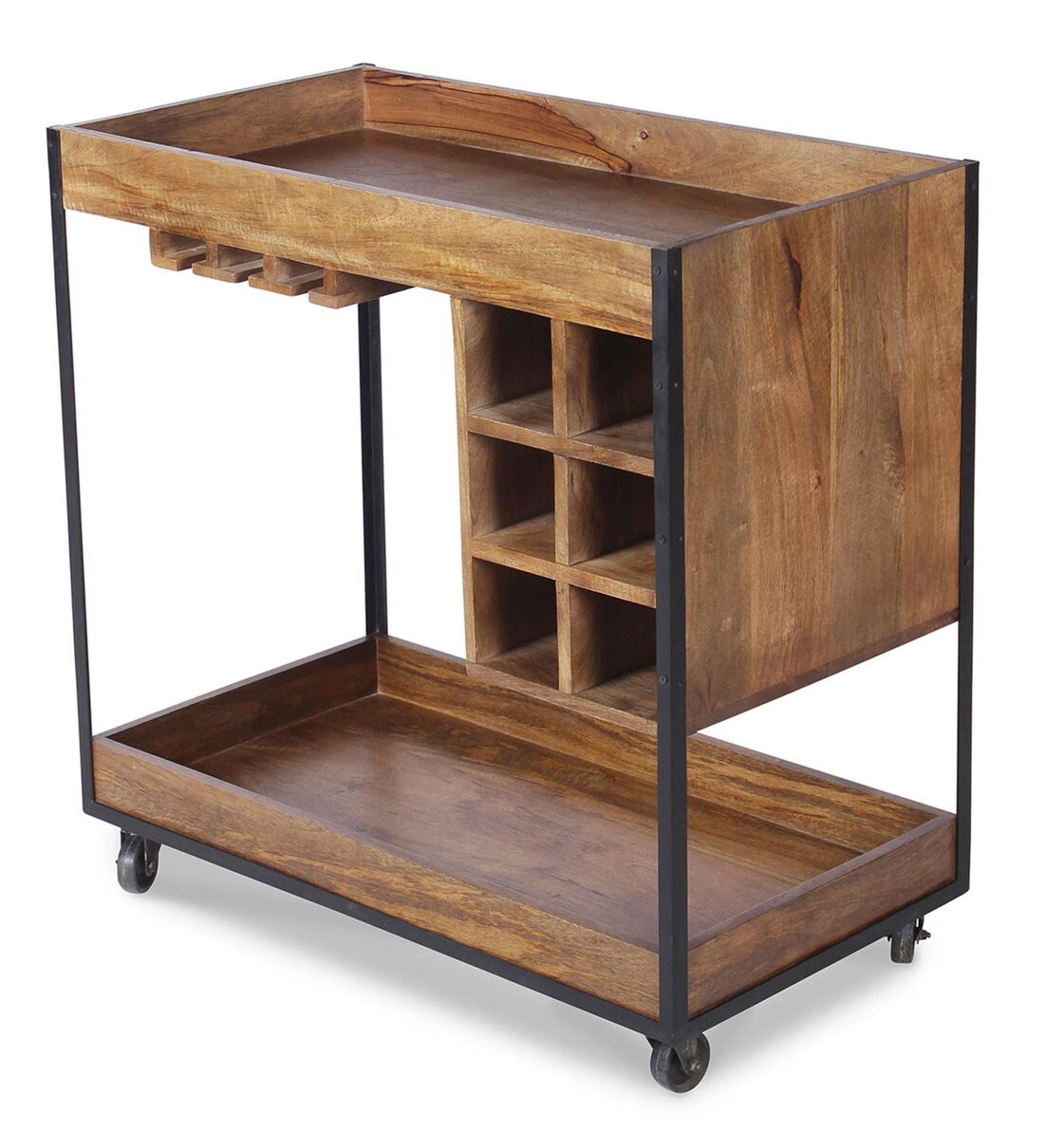 Buy Roger Bar Trolly In Teak Finish By Fabuliv Online Bar Trolleys
