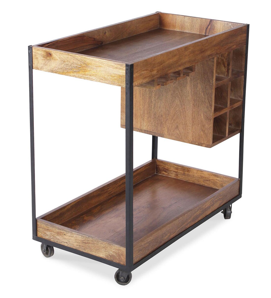 Buy Roger Bar Trolly In Teak Finish By Fabuliv Online Bar Trolleys
