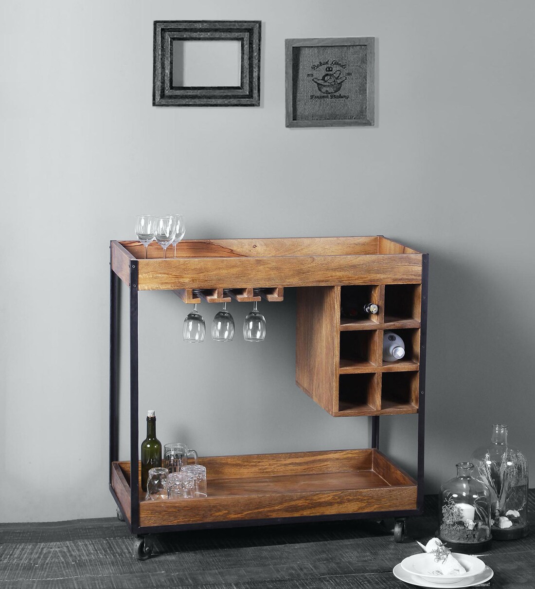 Buy Roger Bar Trolly In Teak Finish at 100 OFF by Fabuliv Pepperfry