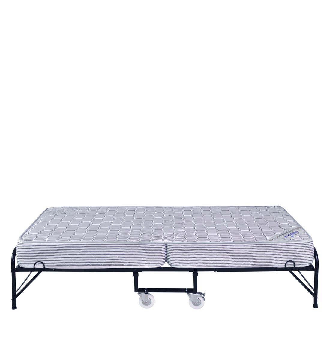 Buy RollAway Metal Folding Bed in Black Colour with Mattress by Springtek Online Folding Beds