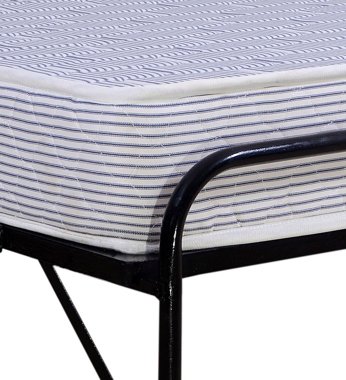 Buy RollAway Metal Folding Bed in Black Colour with Mattress by Springtek Online Folding Beds