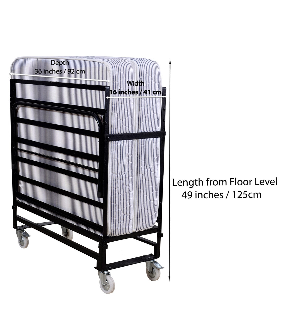 Buy Roll-Away Metal Folding Bed In Black Colour With Mattress By ...