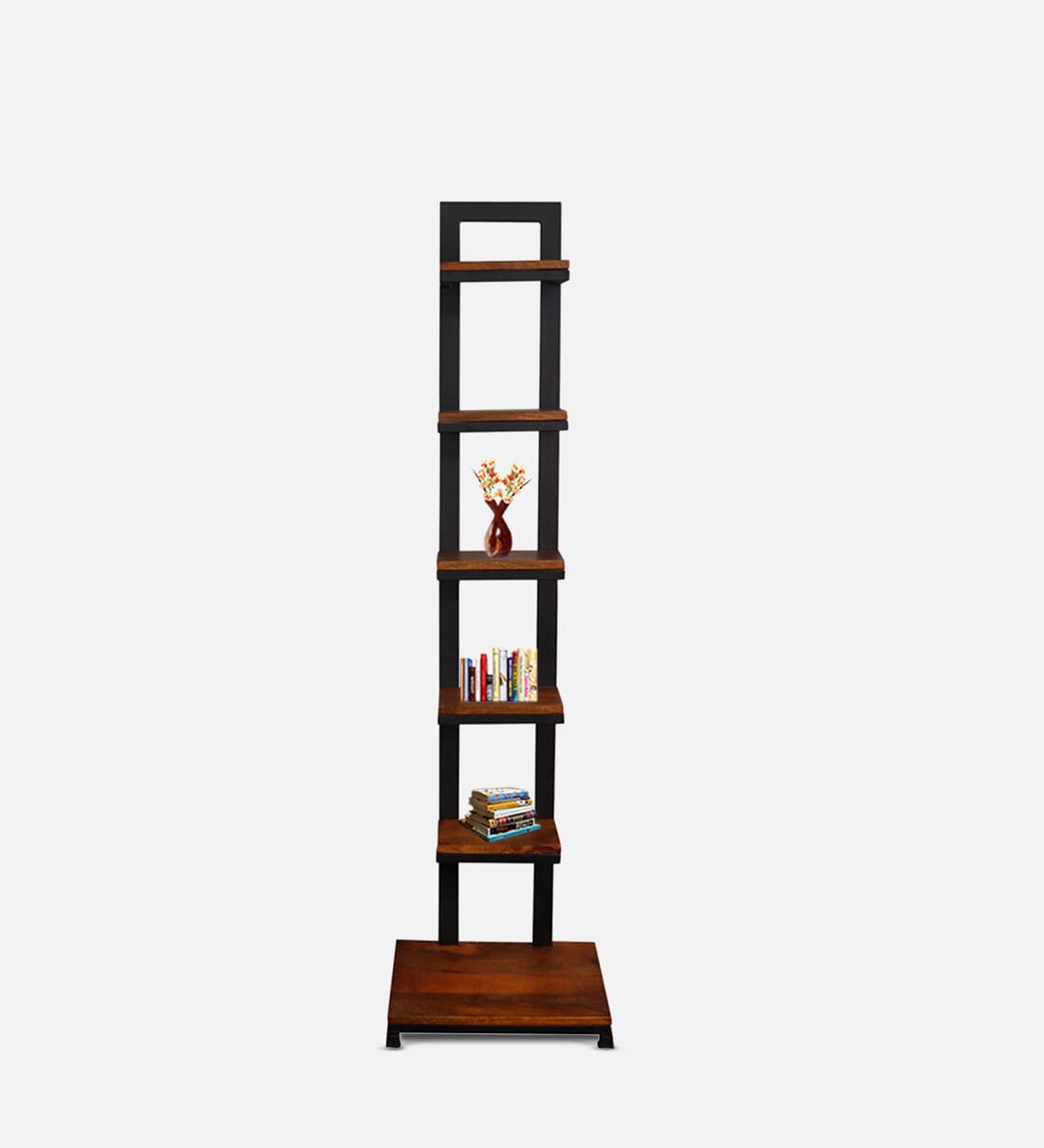 Buy Rosaline Book Shelf In Black & Teak Finish By Fabuliv Online Contemporary Book Shelves