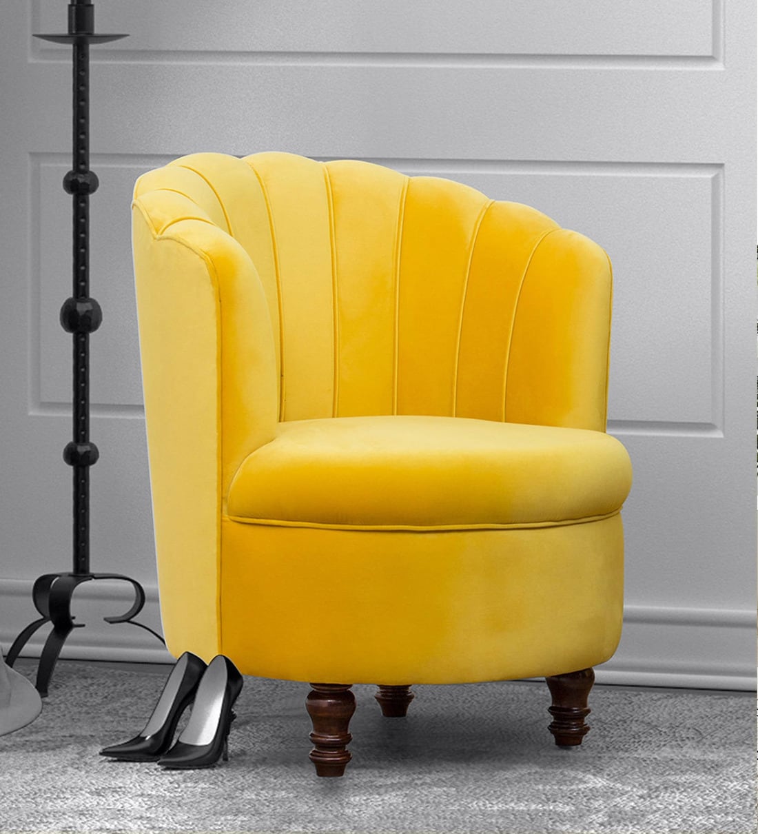 Buy Rose Barrel Chair in Yellow Colour By Peachtree Online Barrel