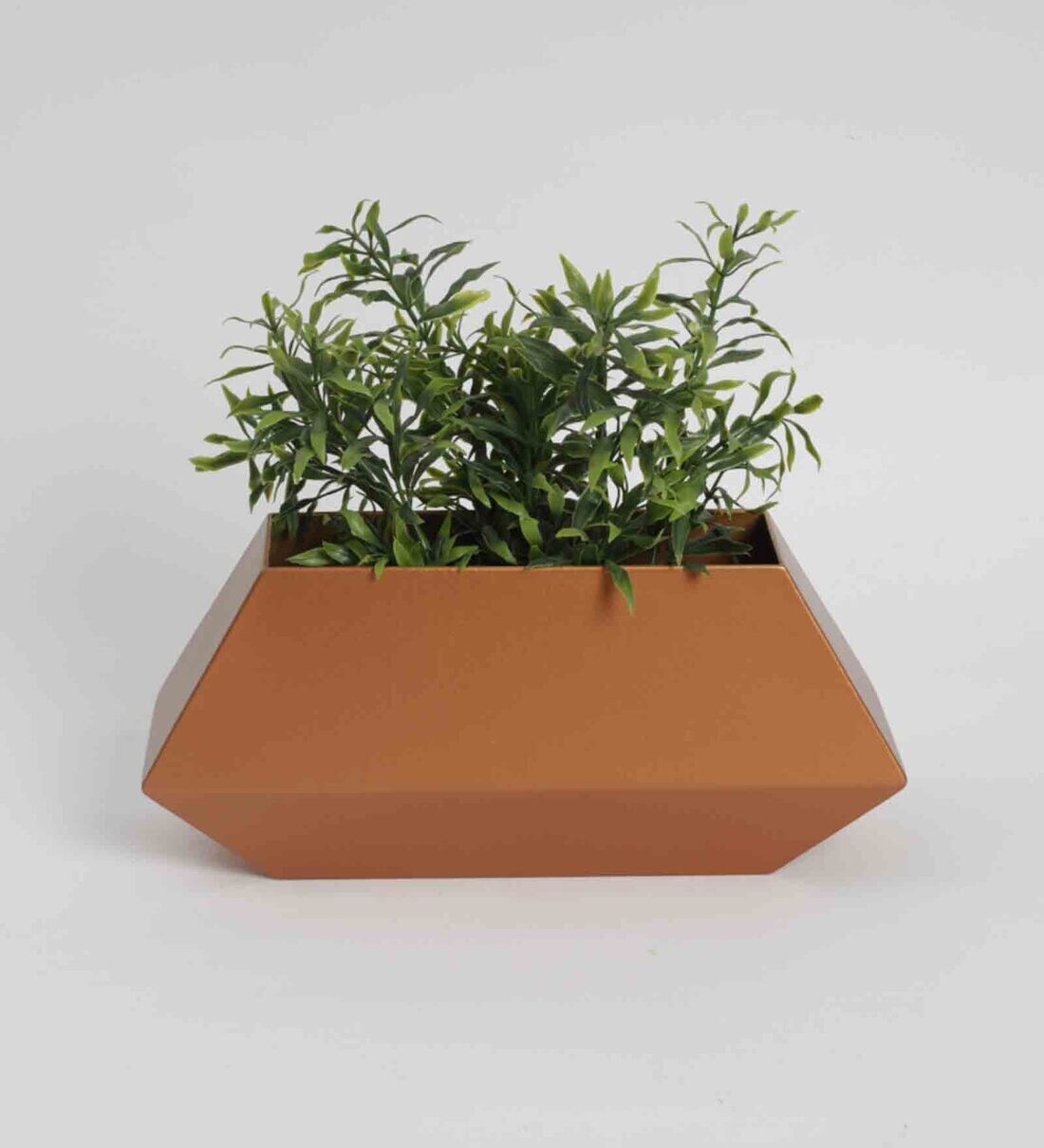 Buy Rose Gold Mild Steel Planter By Restory Online Desk Pots Pots