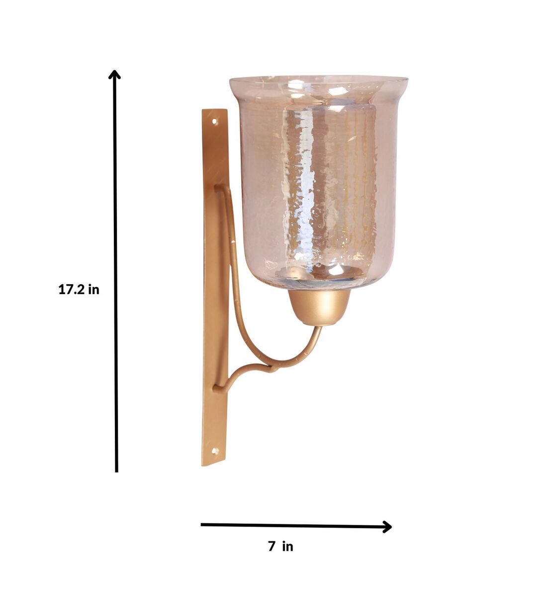 Buy Roshni Wall Hurricane Brown Wood & Metal Wall Hurricane Candle Holder by Citilites Online