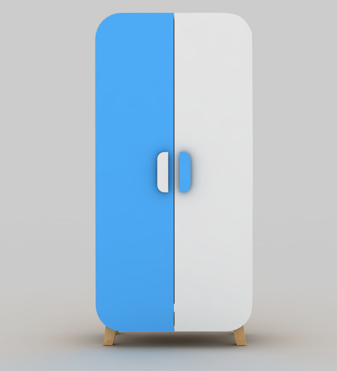 Buy Round Cut Birch Wood Storage Cabinet In Blue And White By Lycka Online 2 Door Wardrobes Kids Storage Kids Furniture Pepperfry Product