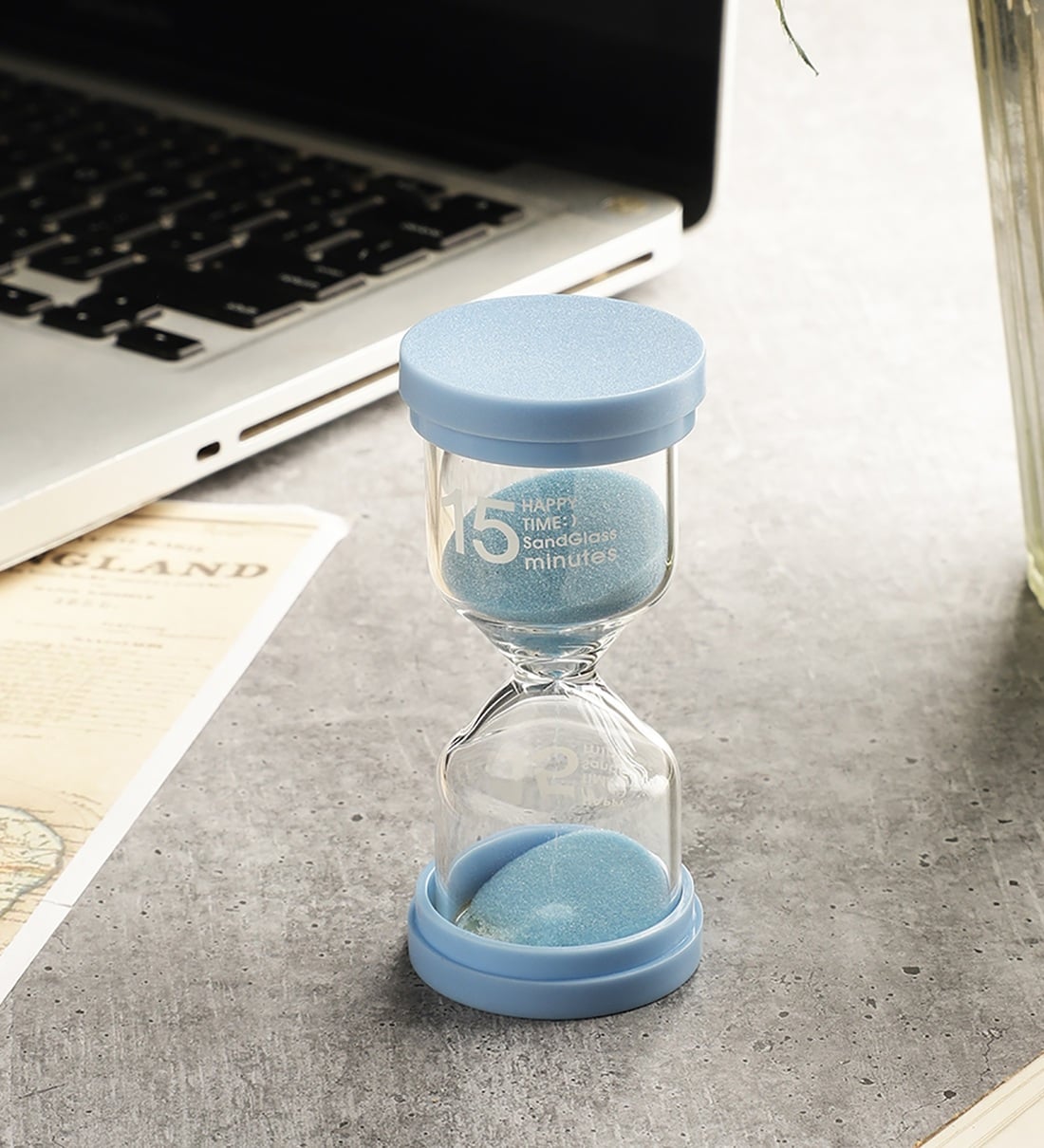 Buy Round Glass Tube 15 Minutes Sky Blue Sand Timer Showpiece at 10