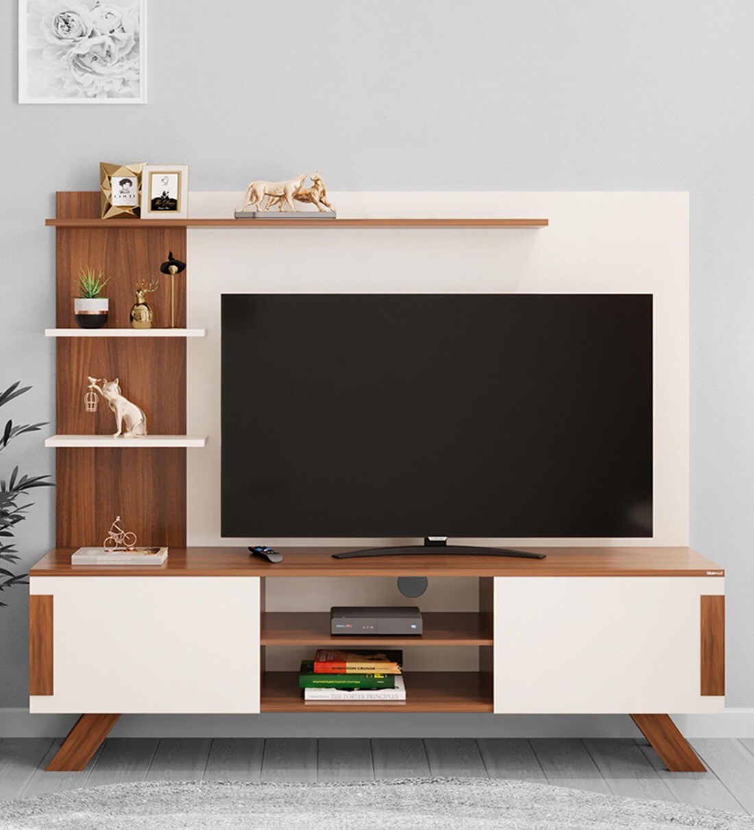 Buy Rowlet TV Unit in Walnut & White Finish for TVs up to 42\ by