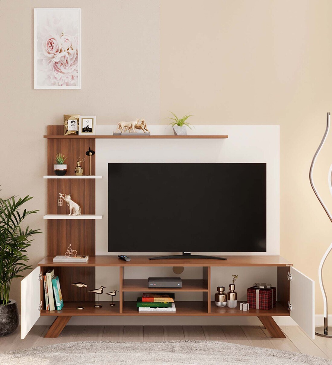 Buy Rowlet TV Unit in Walnut & White Finish for TVs up to 42\ by