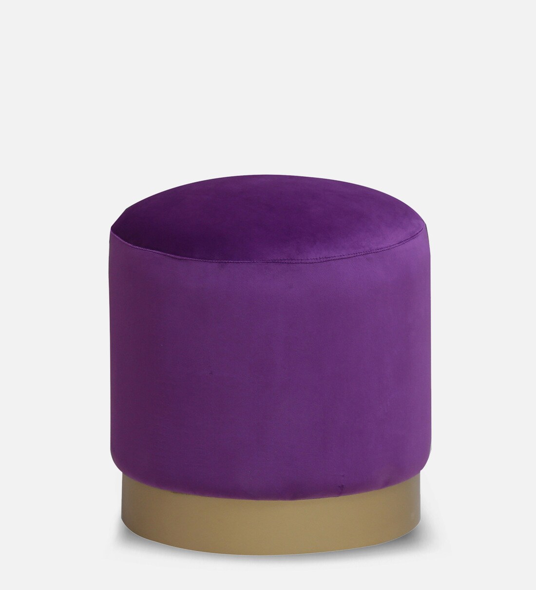 Buy Roxanne Velvet Pouffe With Brass Powder Coated Base By Bohemiana Online Solid Color