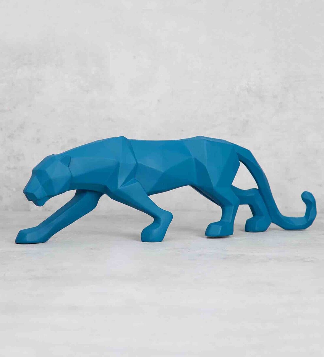 Buy Royal Blue Muscular Jaguar Polyresin Animal Figurine and Idols India Circus by Krsnaa Mehta