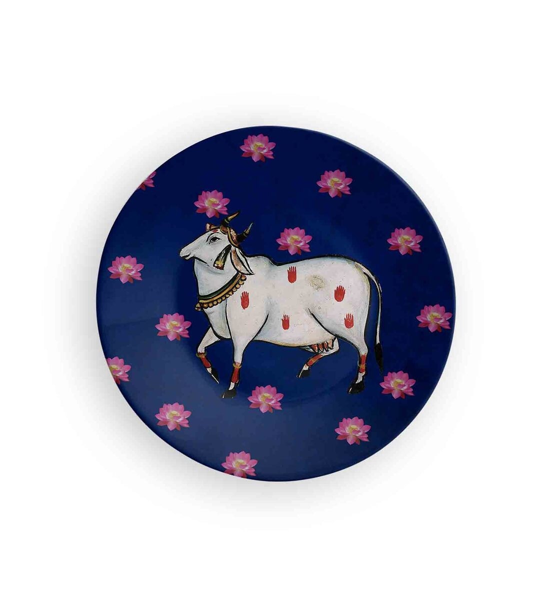 Buy Royal Blue Pichwai Cow Wall Plate By Quirk India Online Wall