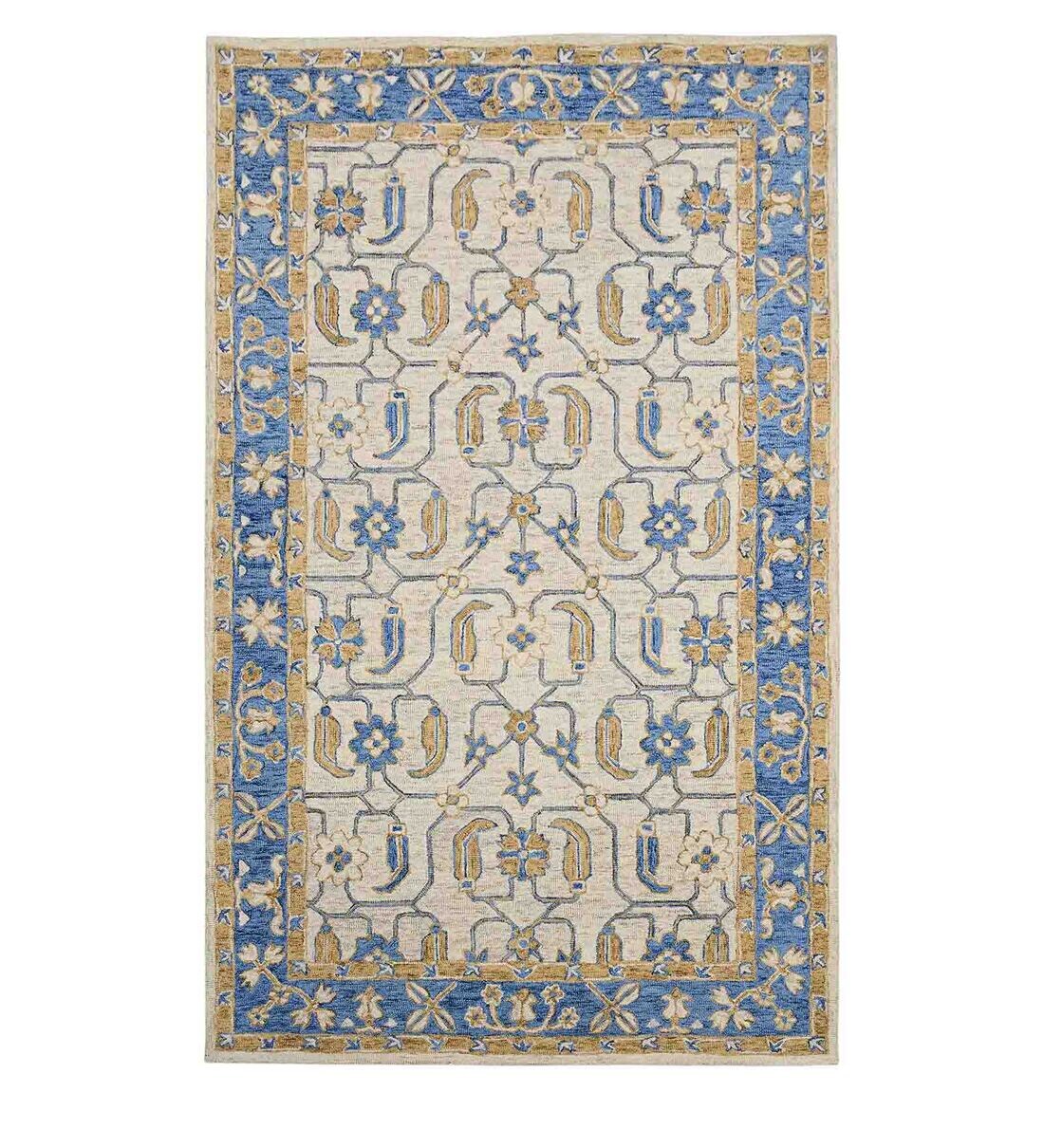 Buy Royal Blue Wool Romania 5x8 Feet Hand-Tufted Carpet by Saraswati ...