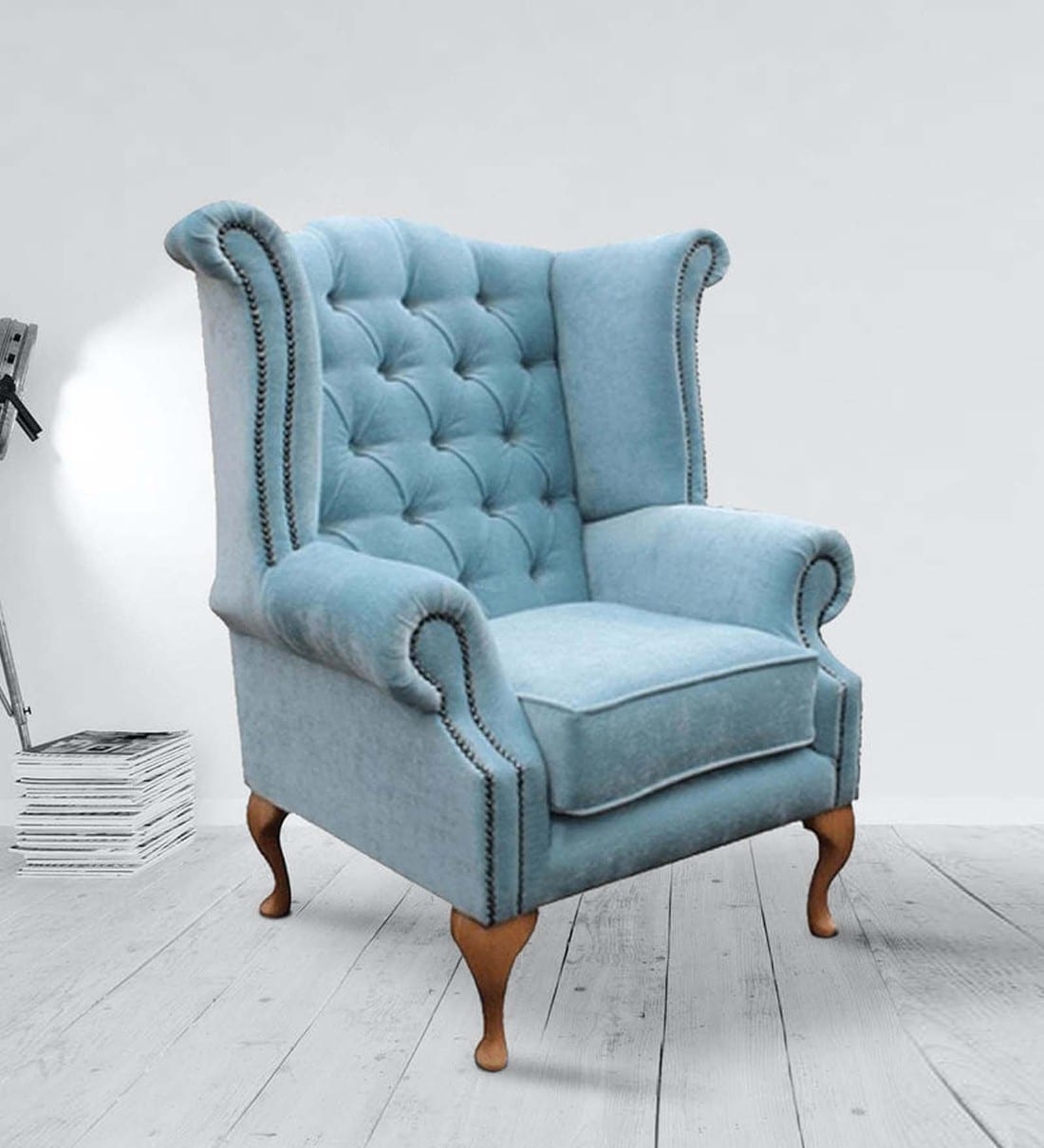 royal wing chair in blue color