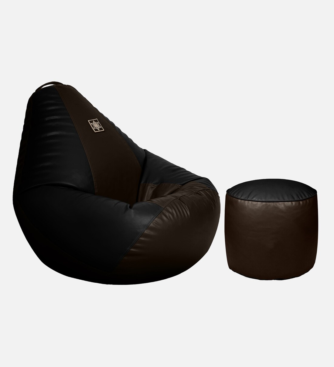Buy Royal XXL Leatherette Bean Bag with Beans in Black & Brown Colour