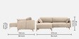 Roma Velvet RHS Sectional Sofa In Cream Colour