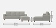 Roman Fabric LHS Sectional Sofa In Misty Grey Colour