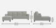 Roman Fabric RHS Sectional Sofa In Misty Grey Colour