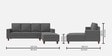 Roman Fabric LHS Sectional Sofa In Ash Grey Colour Roman Fabric LHS Sectional Sofa In Ash Grey Colour