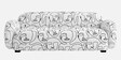 Royale Abstract Line Art  Contemporary Muse 3 Seater Polyester Upholstered Sofa 