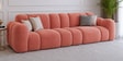 Royale Teak Wood Upholstered Sofa In Light Pink Colour Royale Teak Wood Upholstered Sofa In Light Pink Colour