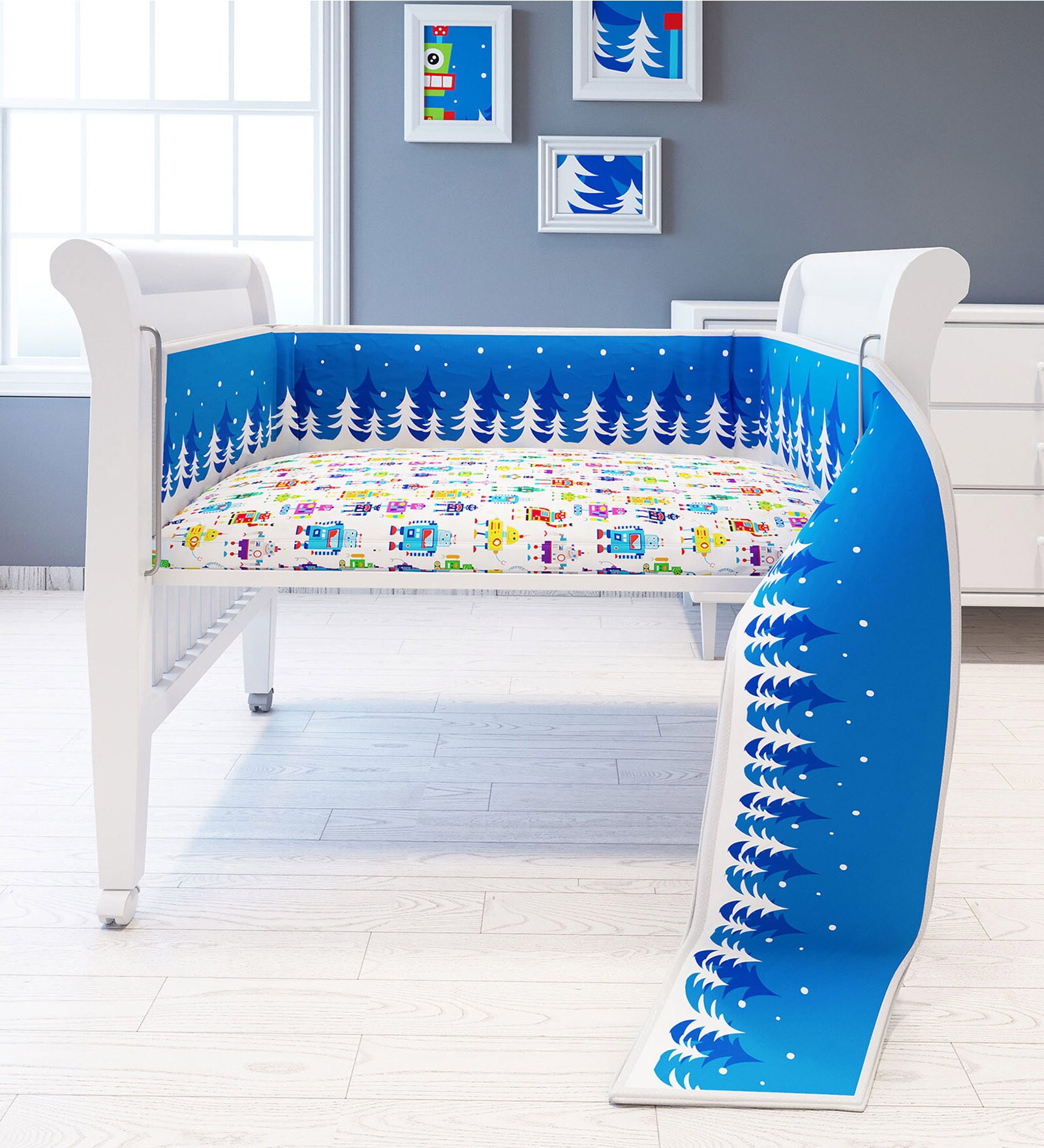Robot Cot Full Bumper in Multicolour