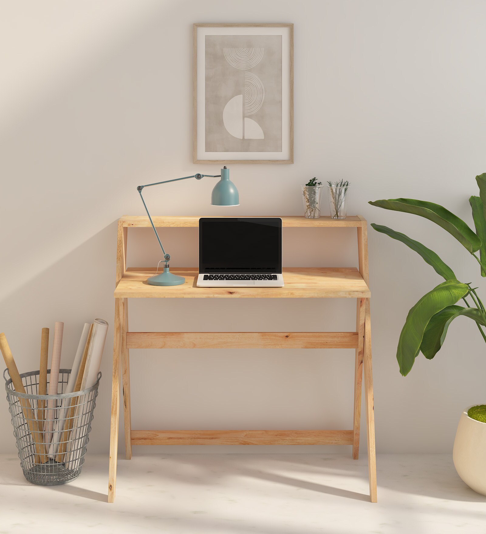 Rocio Solid Wood Writing Table In Natural Finish