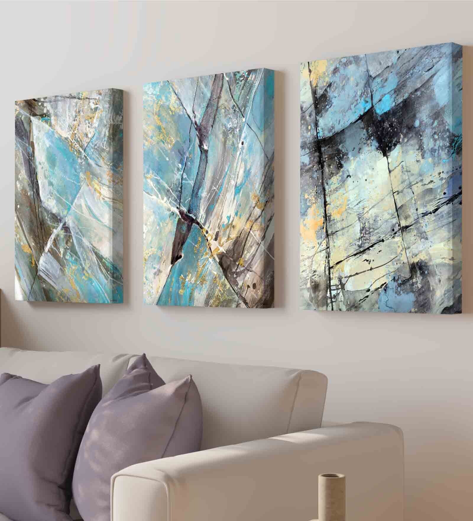 Rock Multicolour Engineered Wood (Set of 3) Art Panels