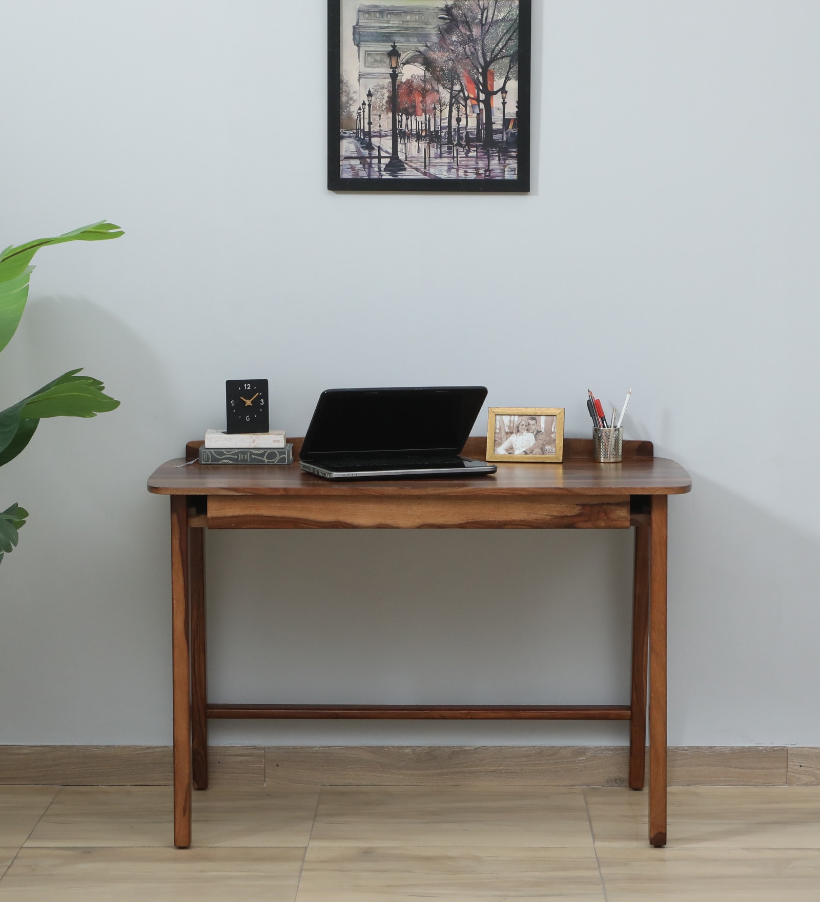 Roding Sheesham Wood Study Table In Rustic Teak Finish