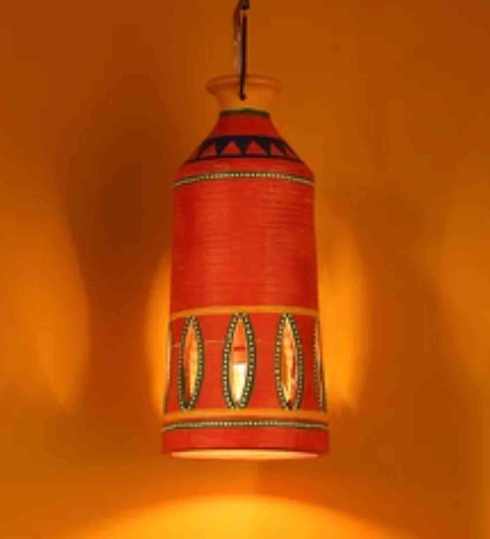 Baker Roma-A Orange & Yellow Jute Hanging Light
