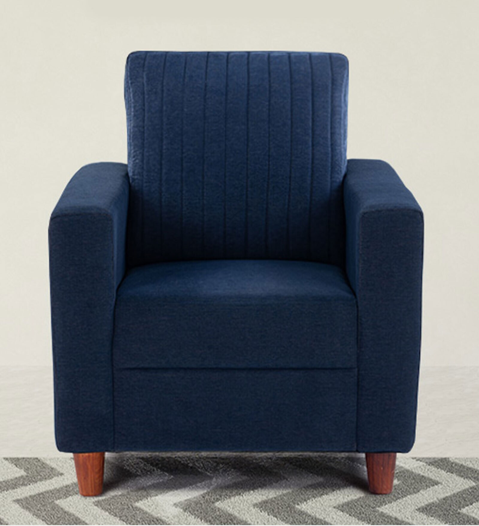 Roman Fabric 1 Seater Sofa In Cobalt Blue Colour Roman Fabric 1 Seater Sofa In Cobalt Blue Colour